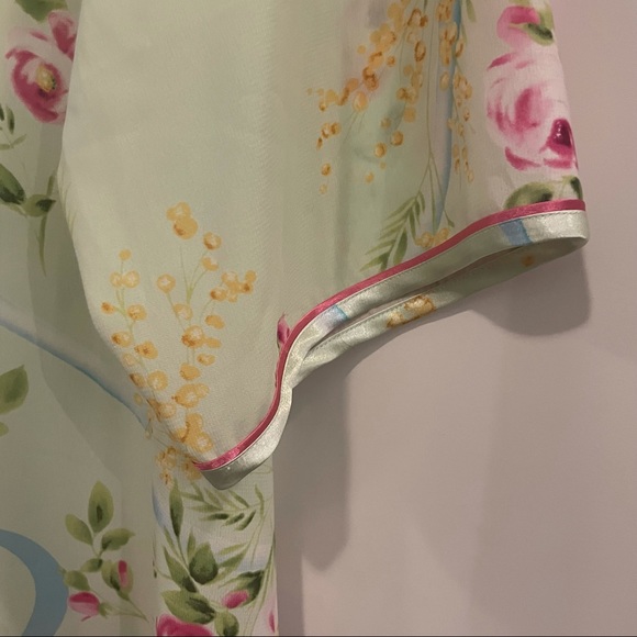 OSCAR DE LA RENTA PINK Long floral robe size 8 - Picture 6 of 6